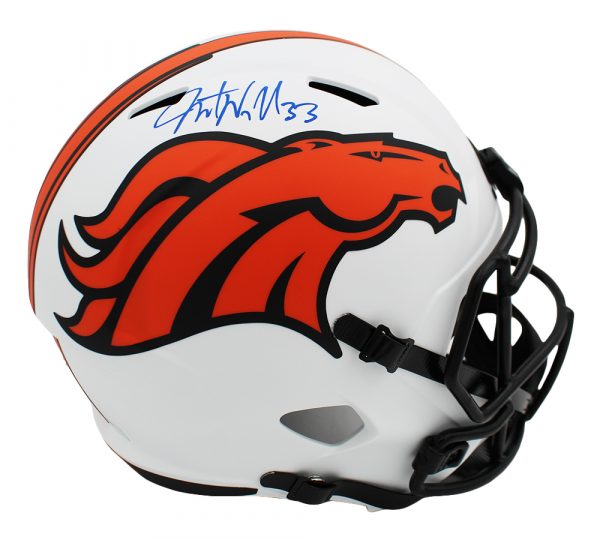 Javonte Williams Signed Denver Broncos Speed Full Size Lunar NFL Helmet