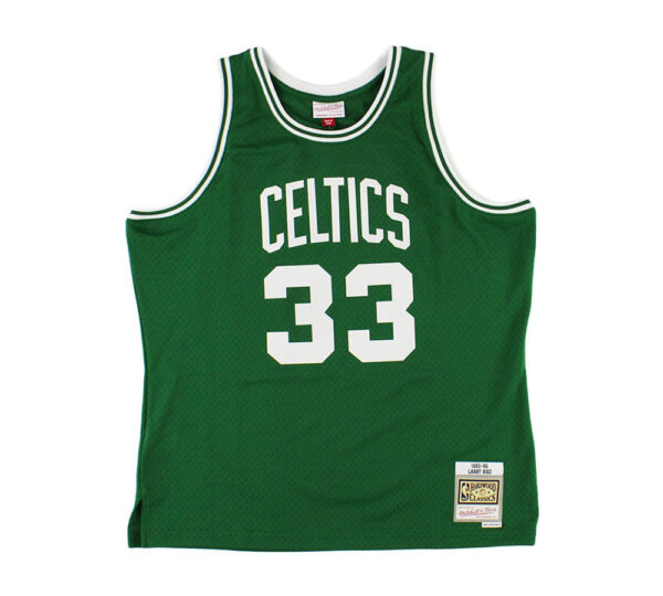 Larry Bird Signed Boston Celtics Mitchell and Ness Green Jersey - Image 3