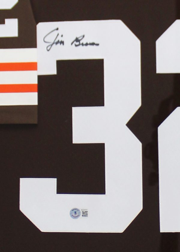 Jim Brown Signed Cleveland Browns LED Framed Mitchell and Ness Premium NFL Jersey - Image 3