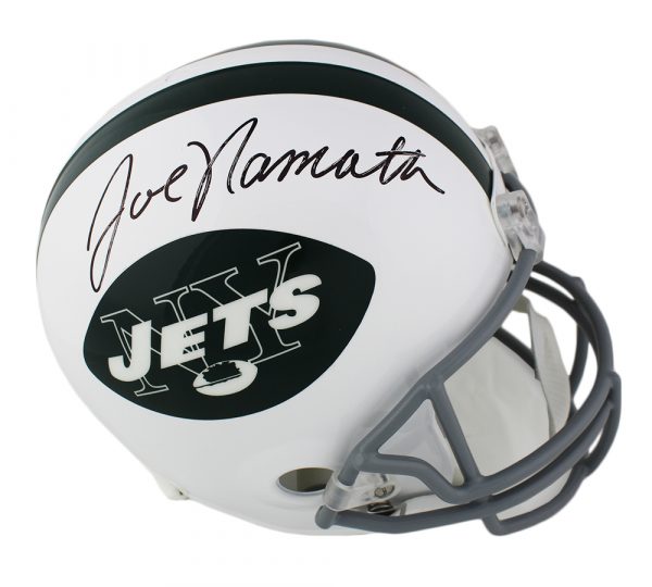 Joe Namath Signed New York Jets Throwback Full Size White NFL Helmet