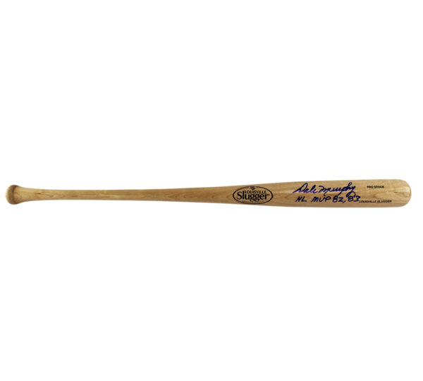 Dale Murphy Signed Atlanta Braves Louisville Slugger MLB Blonde Bat with "NL MVP 82,83" Inscription - Image 3