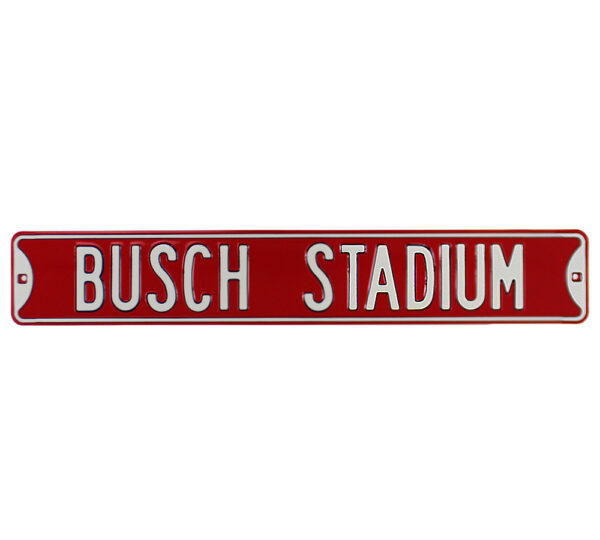 St. Louis Cardinals Busch Stadium Officially Licensed Authentic Steel 36x6 Red & White MLB Street Sign - Image 2