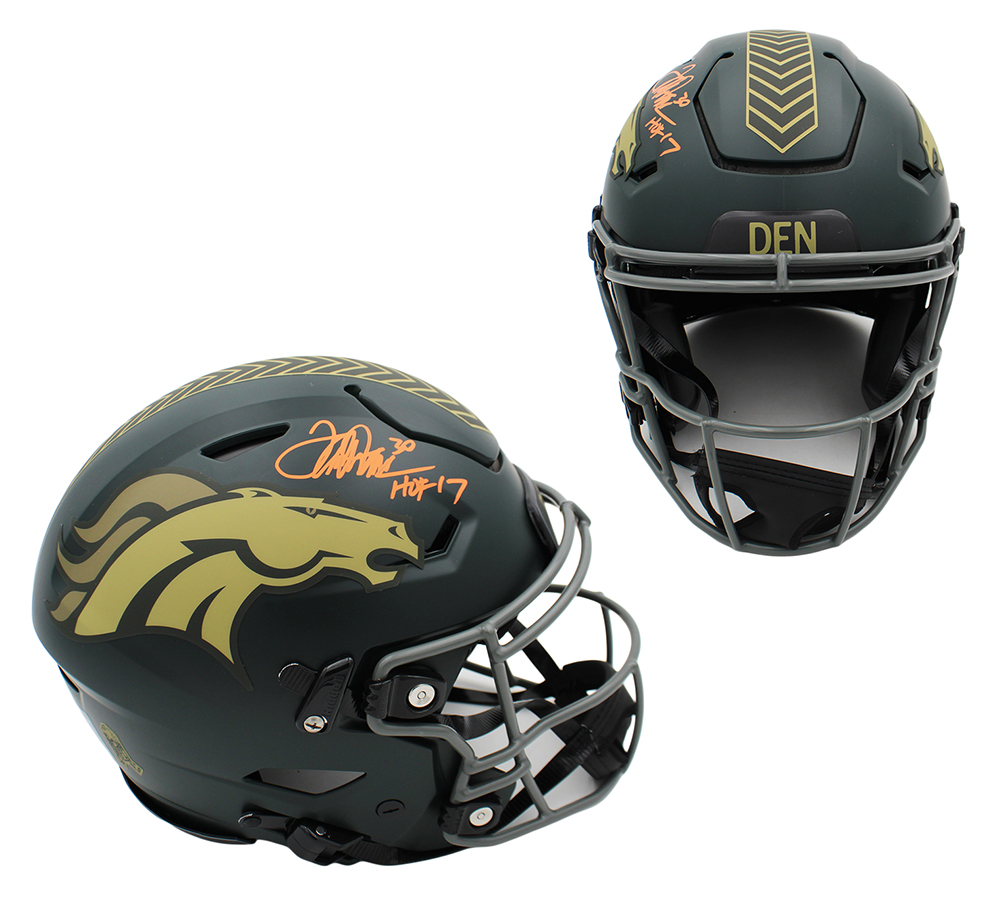 Terrell Davis Signed Denver Broncos Speed Flex Authentic Salute to Service 4 NFL Helmet with "HOF 17" Inscription