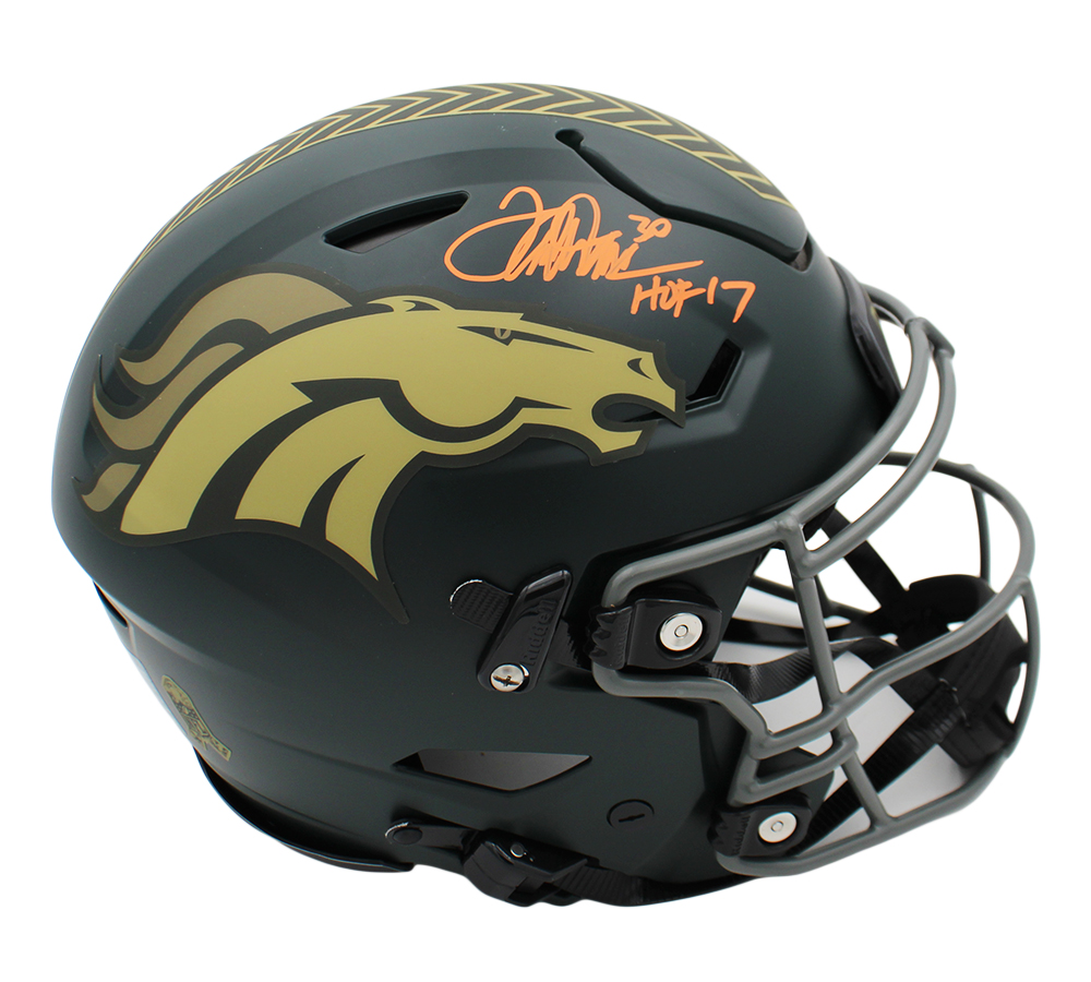 Terrell Davis Signed Denver Broncos Speed Flex Authentic Salute to Service 4 NFL Helmet with "HOF 17" Inscription - Image 2