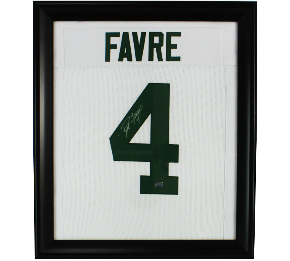 Brett Favre Signed Green Bay Framed Custom White Jersey