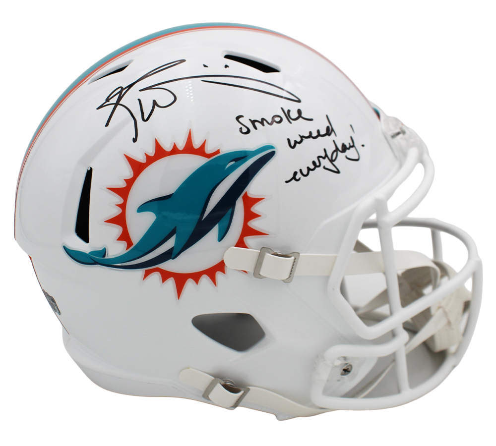 Ricky Williams Signed Miami Dolphins Speed Full Size NFL Helmet with "Smoke Weed Everyday" Inscription