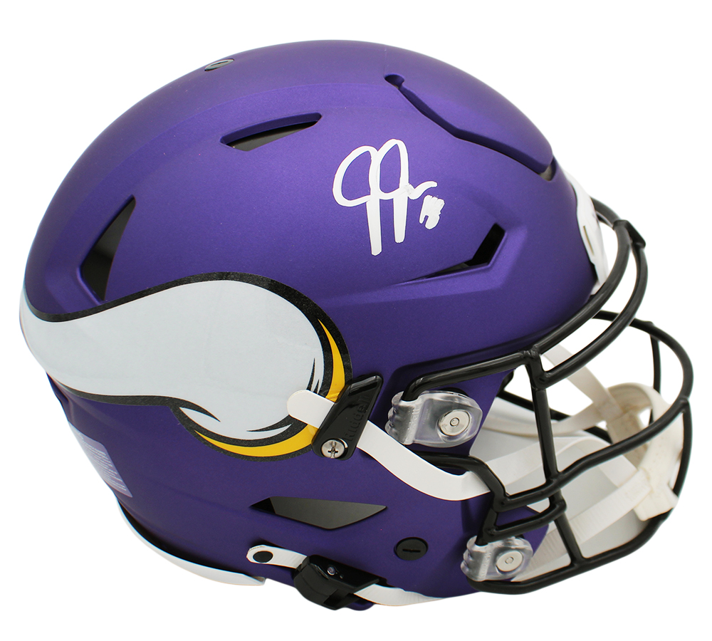 Justin Jefferson Signed Minnesota Vikings Speed Flex Authentic Satin Purple NFL Helmet - Image 2