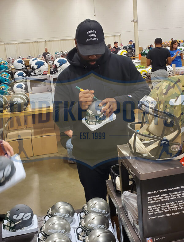 Darrelle Revis Signed New York Jets Speed AMP NFL Mini Helmet - Image 3