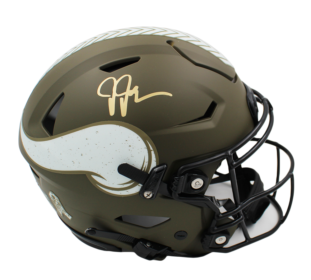 Justin Jefferson Signed Minnesota Vikings Speed Flex Authentic Salute to Service NFL Helmet - Image 2