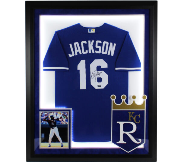 Bo Jackson Signed Kansas City Royals LED Framed Nike Replica Blue Alternate MLB Jersey