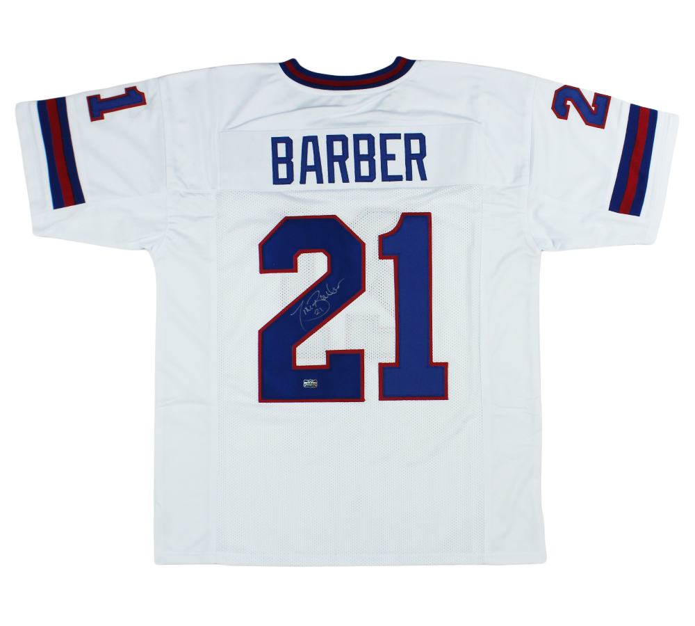 Tiki Barber Signed New York Custom White Jersey
