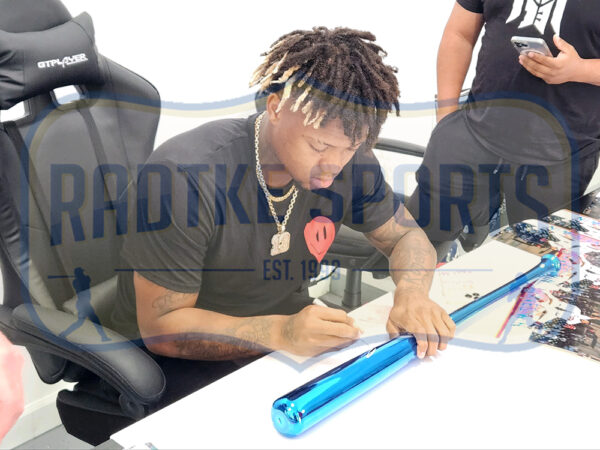 Ronald Acuna Jr. Signed Atlanta Braves Rawlings Blue Chrome MLB Bat - Image 4
