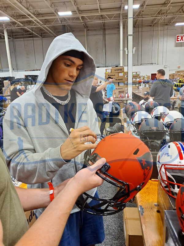Christian Gonzalez Signed New England Patriots Speed Authentic Rave NFL Helmet - Image 2