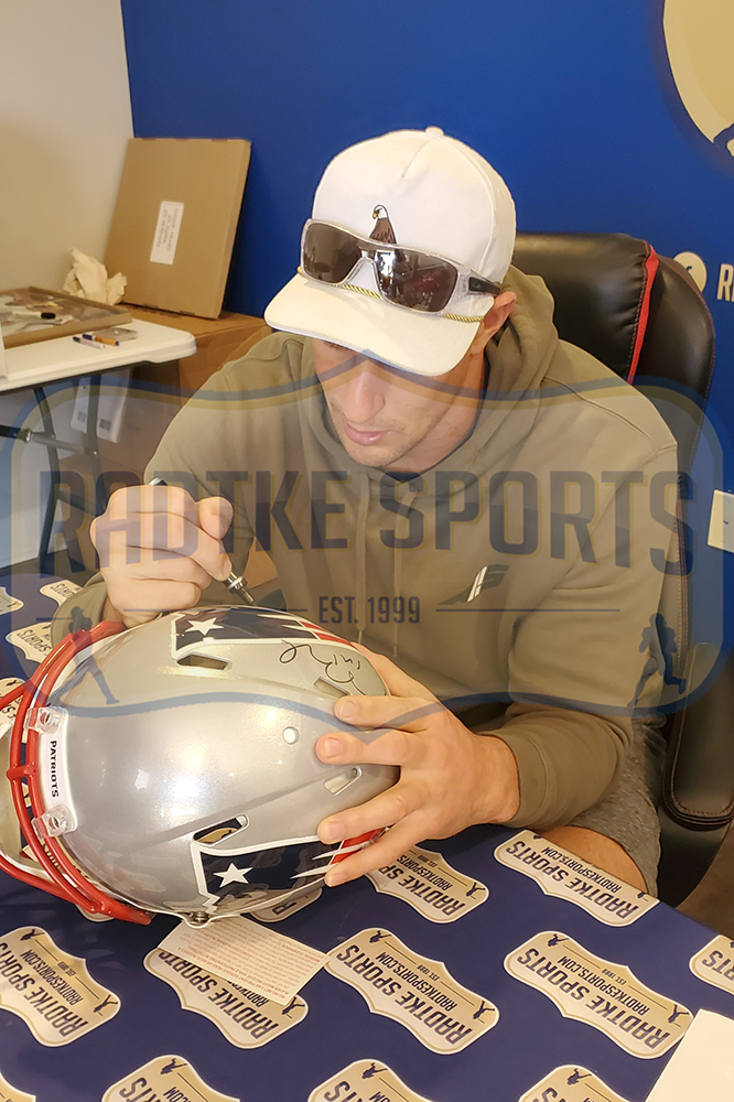 Tom Brady and Rob Gronkowski Signed New England Patriots Speed Authentic NFL Helmet - Image 3