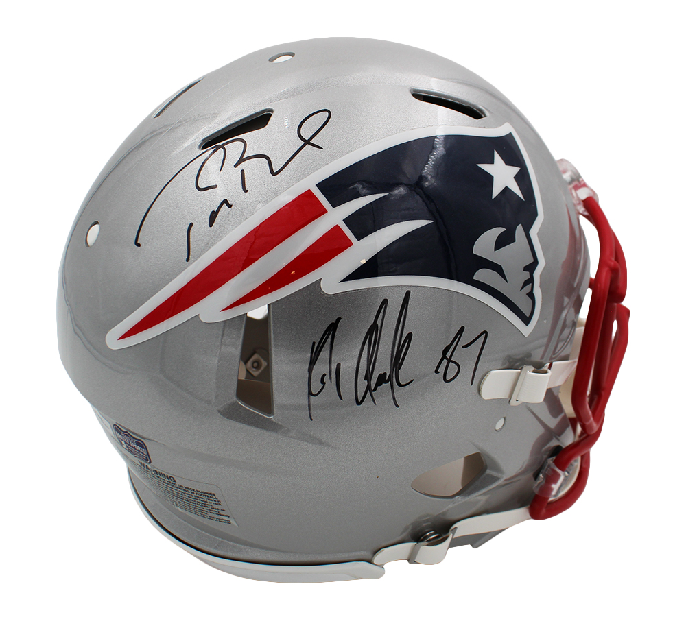 Tom Brady and Rob Gronkowski Signed New England Patriots Speed Authentic NFL Helmet