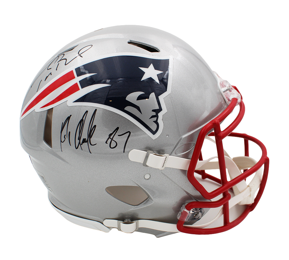 Tom Brady and Rob Gronkowski Signed New England Patriots Speed Authentic NFL Helmet - Image 2