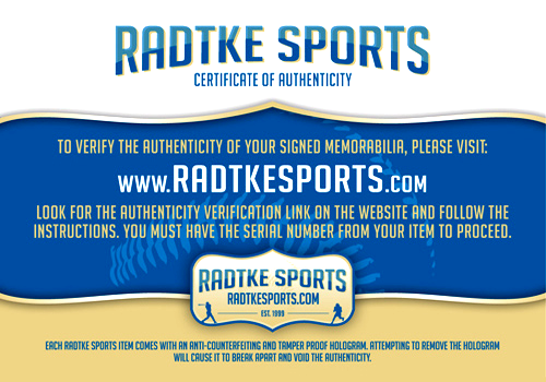 Certificate of Authenticity – Radtke Sports