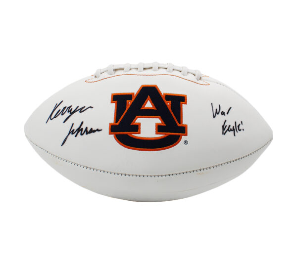 Kerryon Johnson Auburn Tigers Embroidered Logo White NCAA Football With "War Eagle" Inscription
