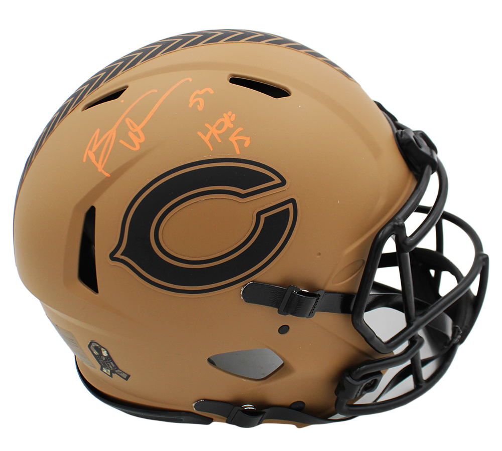 Brian Urlacher Signed Chicago Bears Speed Authentic Salute to Service 2 NFL Helmet with "HOF 18" Inscription