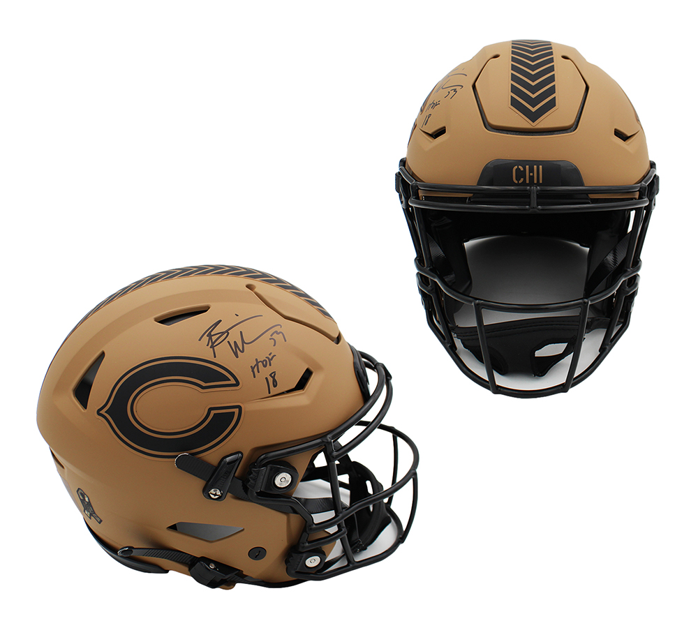 Brian Urlacher Signed Chicago Bears Speed Flex Authentic Salute to Service 2 NFL Helmet with "HOF 18" Inscription