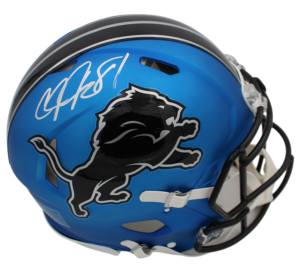 Calvin Johnson Signed Detroit Lions Speed Authentic Alternate 2024 Dark Blue NFL Helmet