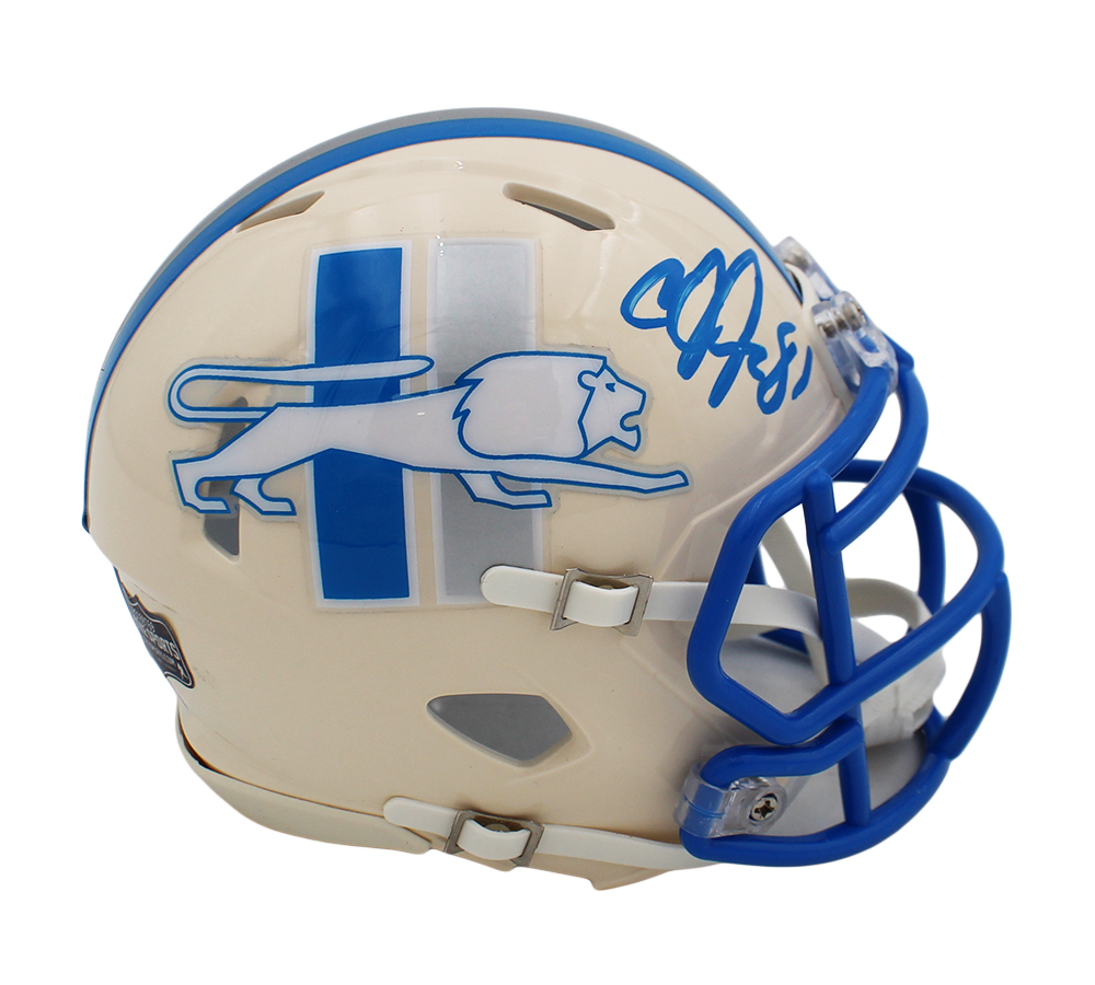 Calvin Johnson Signed Detroit Lions Speed Retro NFL Mini Helmet - Image 2