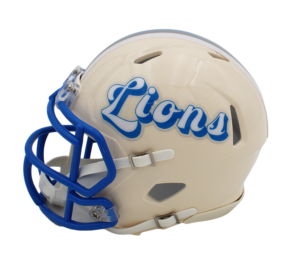Calvin Johnson Signed Detroit Lions Speed Retro NFL Mini Helmet - Image 3