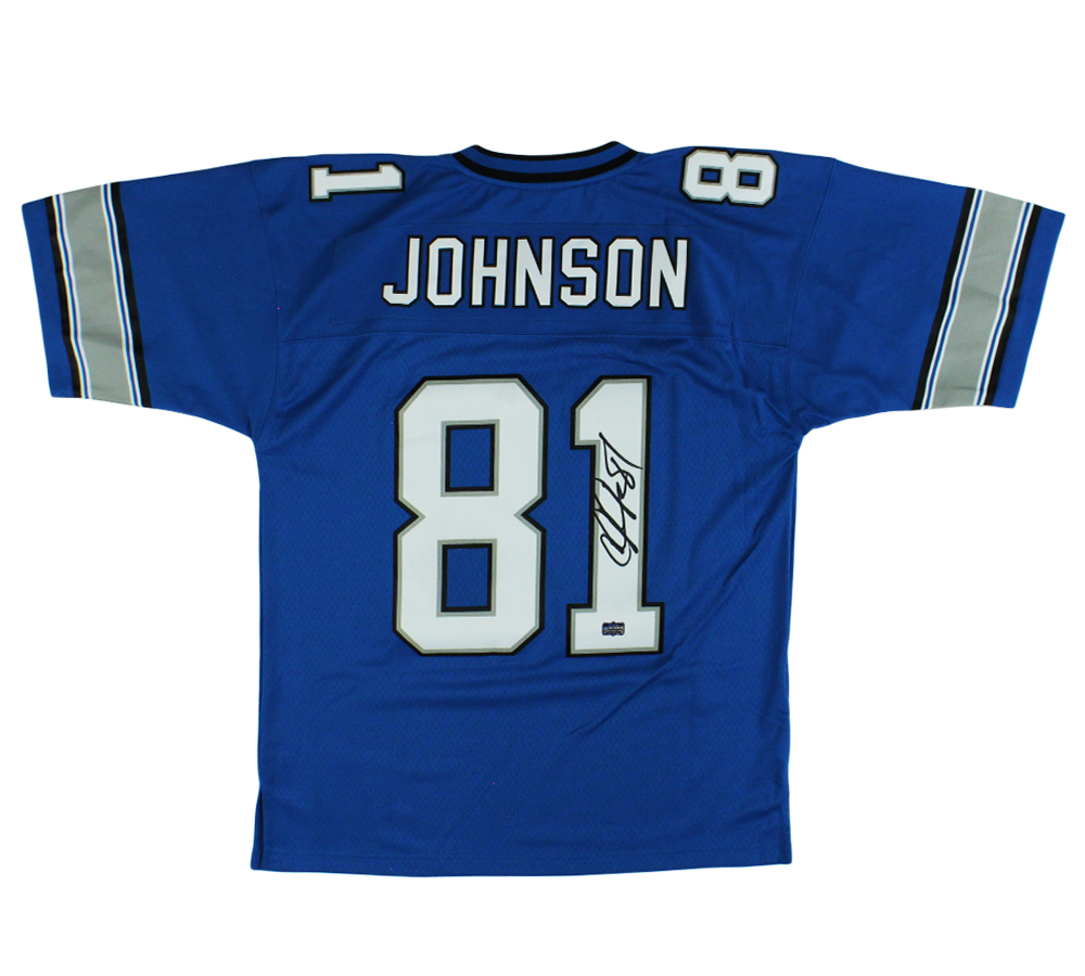 Calvin Johnson Signed Detroit Lions Mitchell & Ness Blue NFL Jersey