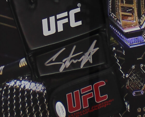 Israel Adesanya Signed LED Shadowbox Framed Black and Red UFC Glove - Image 2