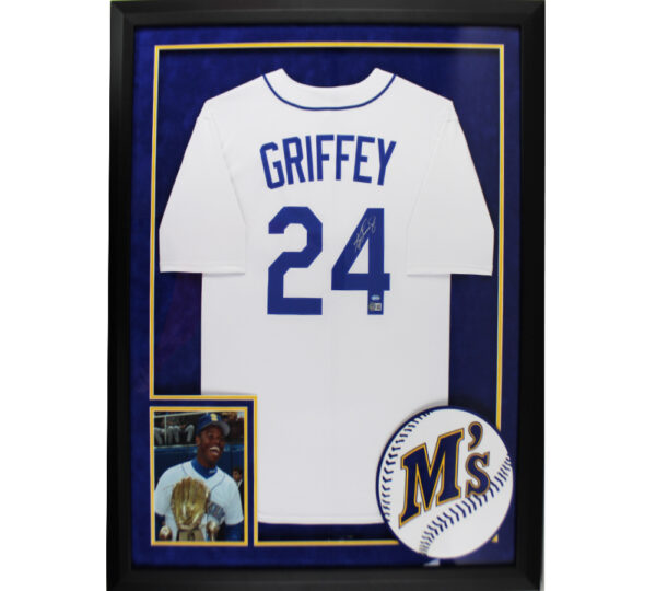 Ken Griffey Jr. Signed Seattle Mariners LED Framed Nike White MLB Jersey - Image 2