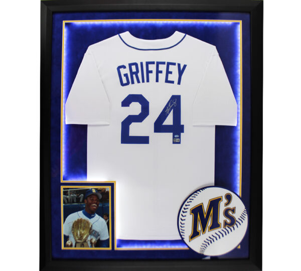 Ken Griffey Jr. Signed Seattle Mariners LED Framed Nike White MLB Jersey