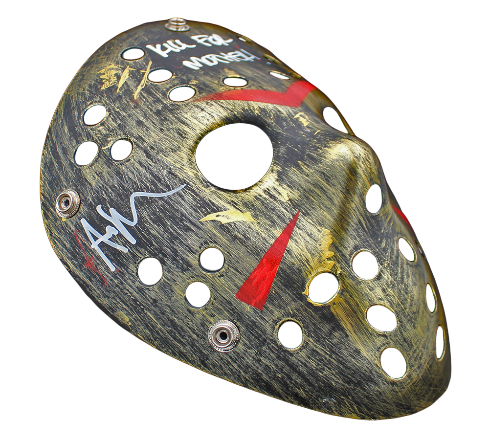 Ari Lehman Signed Friday the 13th Gold Costume Mask with "Jason 1 & Kill For Mother" Inscription