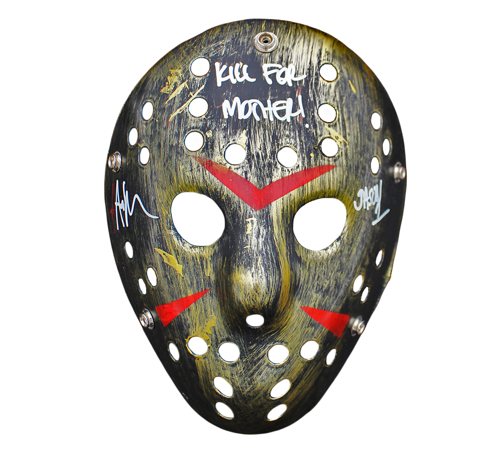 Ari Lehman Signed Friday the 13th Gold Costume Mask with "Jason 1 & Kill For Mother" Inscription - Image 2