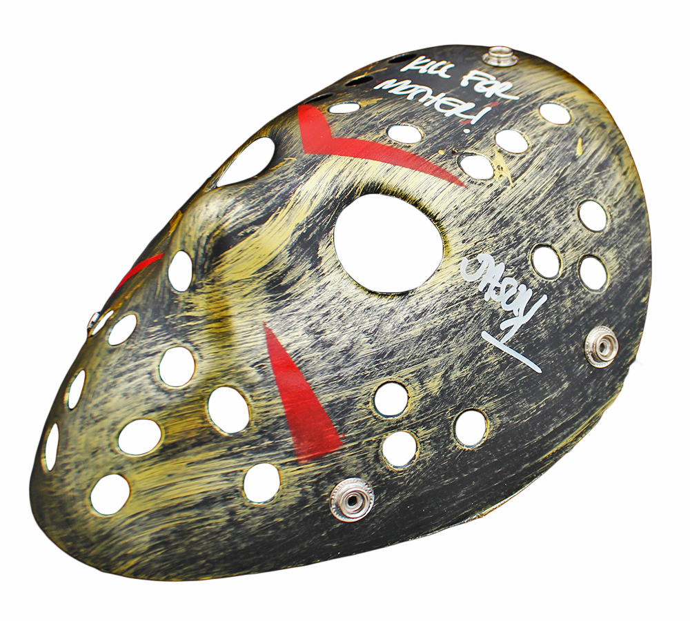 Ari Lehman Signed Friday the 13th Gold Costume Mask with "Jason 1 & Kill For Mother" Inscription - Image 3