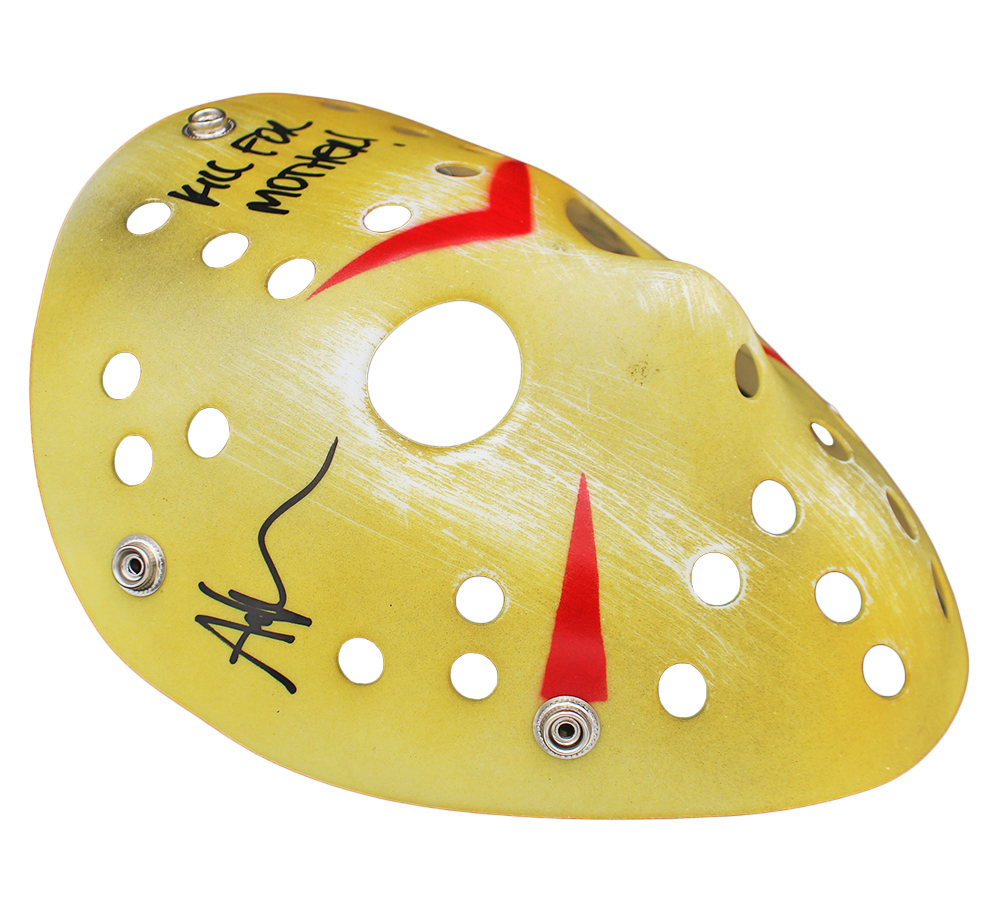 Ari Lehman Signed Friday the 13th Yellow Costume Mask with "Jason 1 & Kill For Mother" Inscription