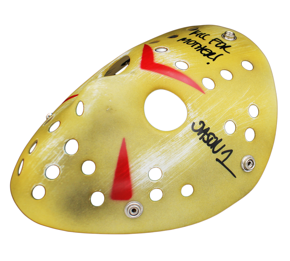 Ari Lehman Signed Friday the 13th Yellow Costume Mask with "Jason 1 & Kill For Mother" Inscription - Image 3