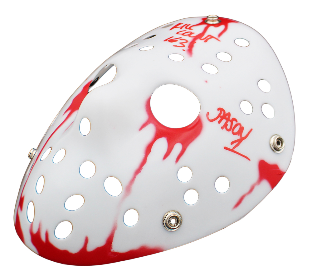 Ari Lehman Signed Friday the 13th White Bloody Costume Mask with "Jason 1 & Kill Count 163" Inscription - Image 3