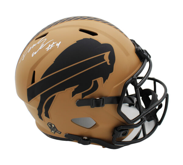 James Cook Signed Buffalo Bills Speed Full Size Salute to Service 2 NFL Helmet - Image 2