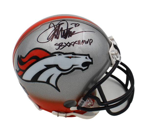 Terrell Davis Signed Denver Broncos Custom Silver NFL Mini Helmet with "SB XXXII MVP" Inscription