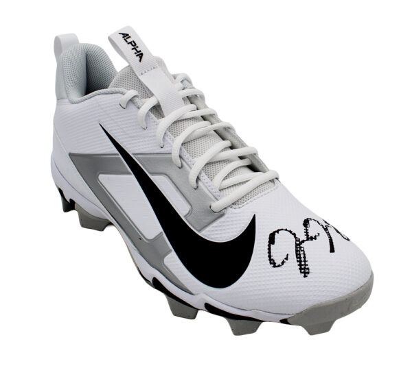 Josh Jacobs Signed Green Bay Packers Nike Alpha Menace 4 Shark White Cleat - Image 2