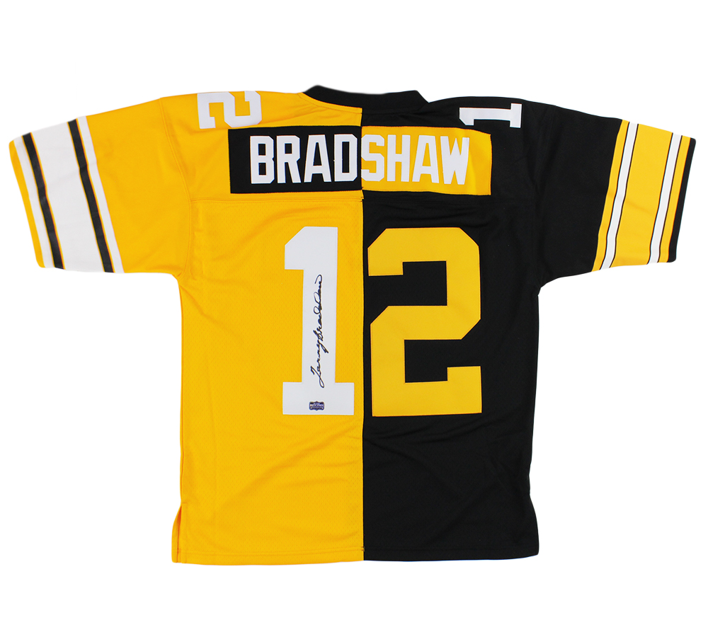 Terry Bradshaw Signed Pittsburgh Steelers Mitchell & Ness Split NFL Jersey