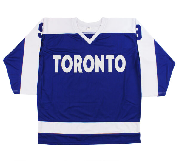 Norm Ullman Signed Toronto Custom Blue Jersey with "HOF 1982" Inscription - Image 3