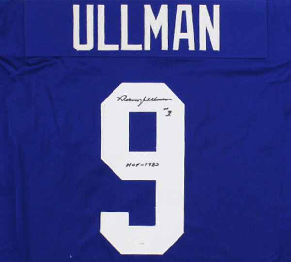 Norm Ullman Signed Toronto Custom Blue Jersey with "HOF 1982" Inscription - Image 2