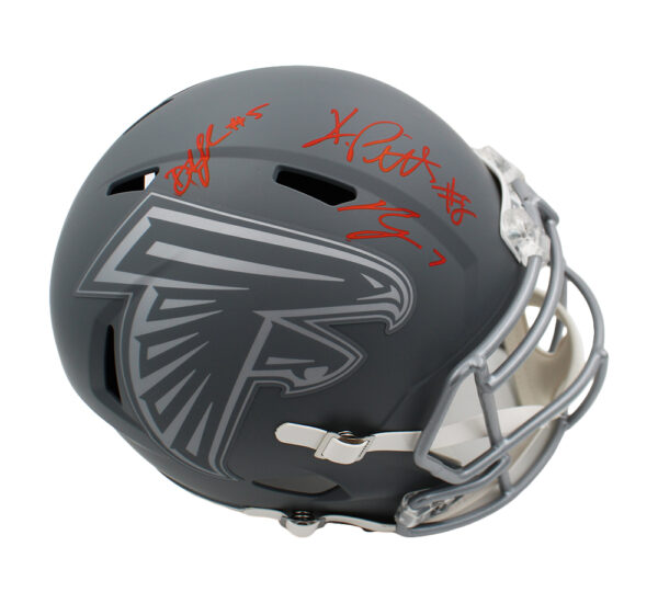 Drake London, Kyle Pitts & Bijan Robinson Signed Atlanta Falcons Speed Full Size Slate NFL Helmet