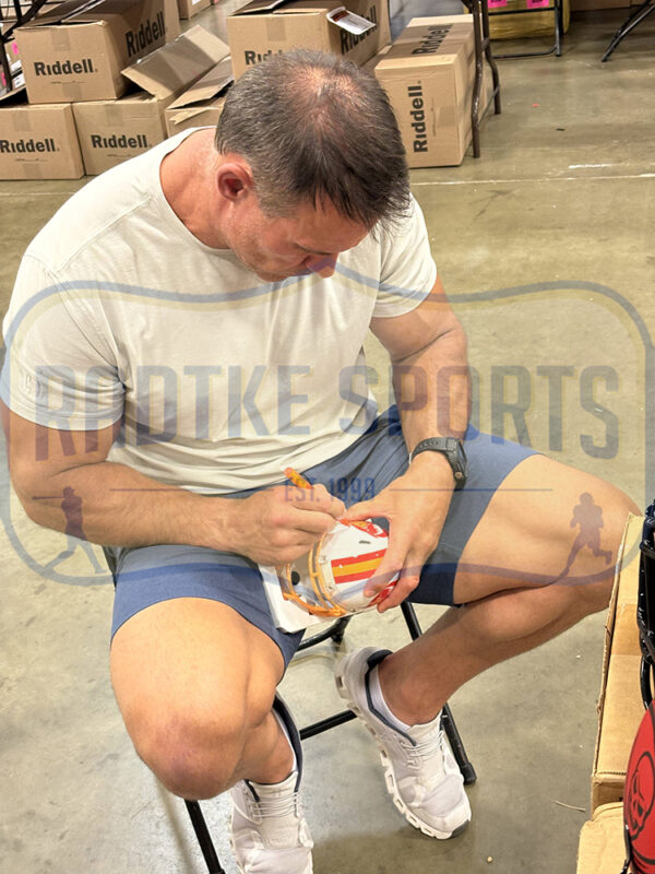 Mike Alstott Signed Tampa Bay Buccaneers Speed Throwback Creamsicle NFL Mini Helmet - Image 2