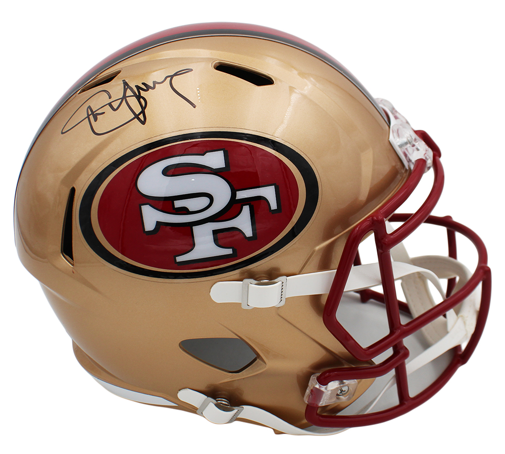 Steve Young Signed San Francisco 49ers Speed Full Size 1996-08 Red Facemask NFL Helmet - Image 2
