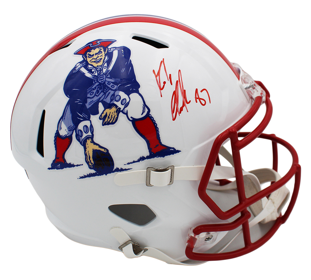 Rob Gronkowski Signed New England Patriots Speed Full Size Throwback 1990-1992 Red Facemask NFL Helmet