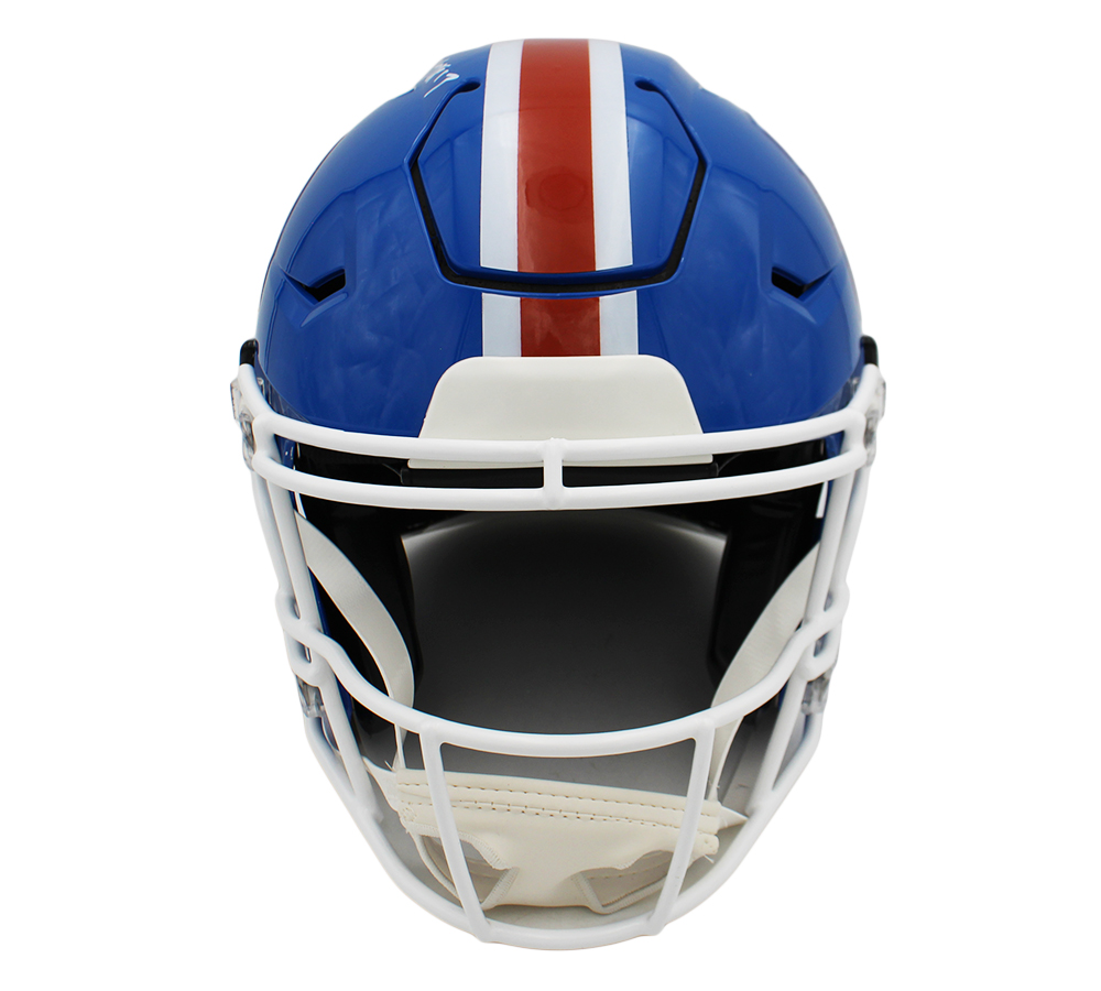 Terrell Davis Signed Denver Broncos Speed Flex Authentic Throwback '75-'96 Blue NFL Helmet with "HOF 17" Inscription - Image 3