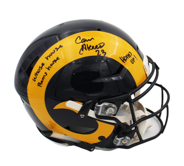 Cam Akers Signed Los Angeles Rams Speed Flex Authentic NFL Helmet with 2 Inscriptions - Image 2