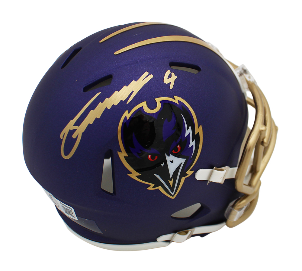 Zay Flowers Signed Baltimore Ravens Speed Alternate 2024 NFL Mini Helmet